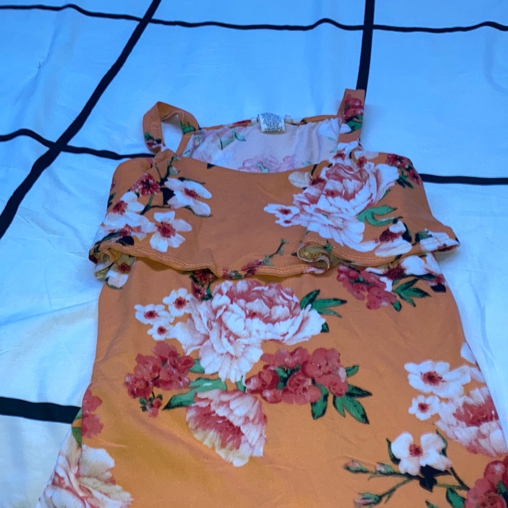 Orange floral tank top